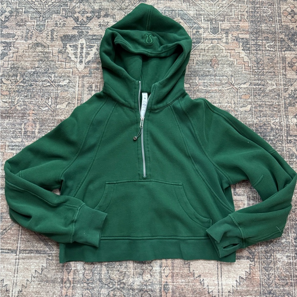 Lululemon Athletica cropped scuba Forest Green Zip-Up